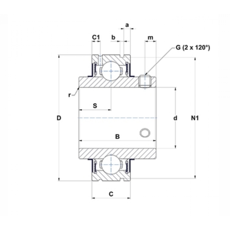 Rolamento esférico UCX06=UC207-300 - 30x72x42,88mm
